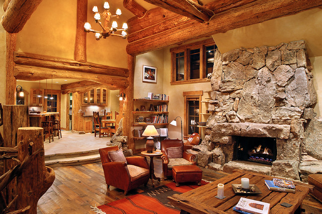 Hybrid Log House Traditional Living Room Vancouver By