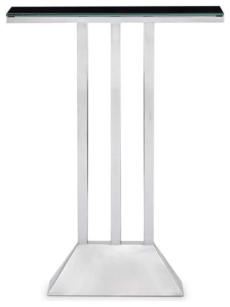 Victoria Console Table Black Tempered Glass Top Brushed Stainless Steel