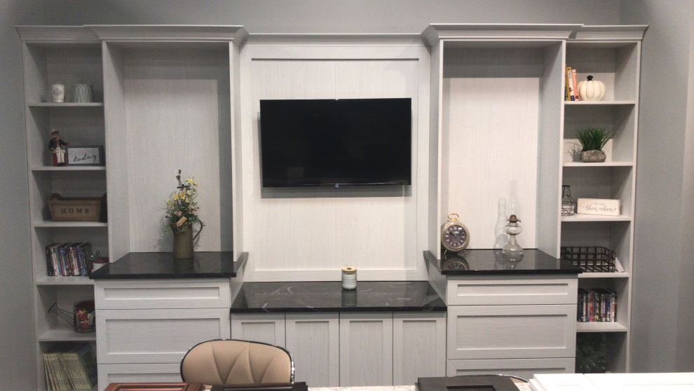 Custom White and Black Entertainment Center Transformation Home