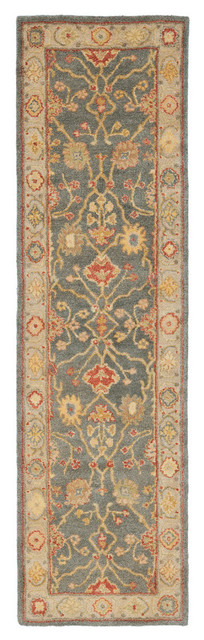 Safavieh Antiquity Collection AT314 Rug, Blue/Ivory, 2'3"x12'