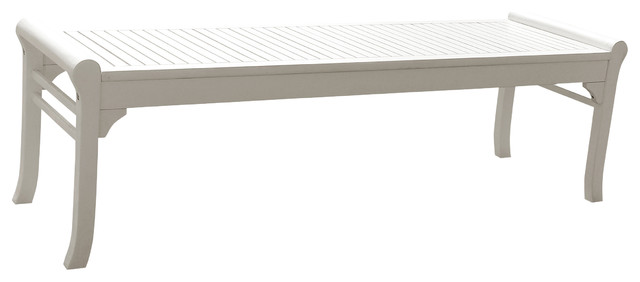 Vifah Malibu Outdoor 4 Wood Backless Garden Bench Transitional Vifah Bradley Outdoor 5 Hand Sed Wood Backless Bench White