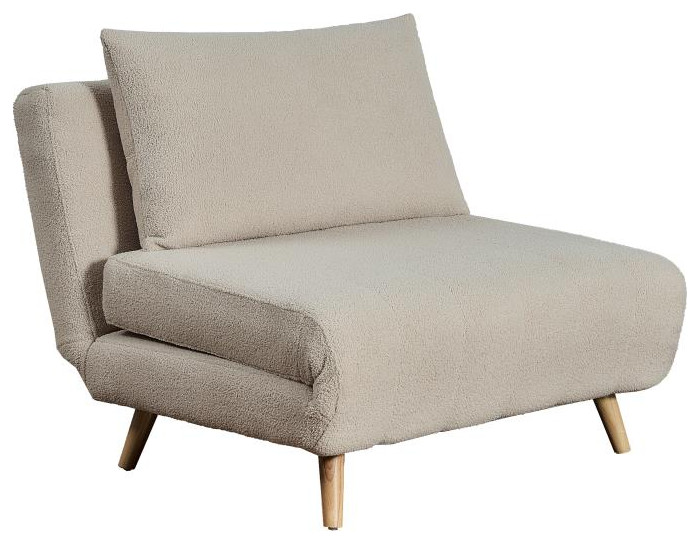 Shaw Convertible Tri-Fold Sleeper Chair with Pillow, Cream