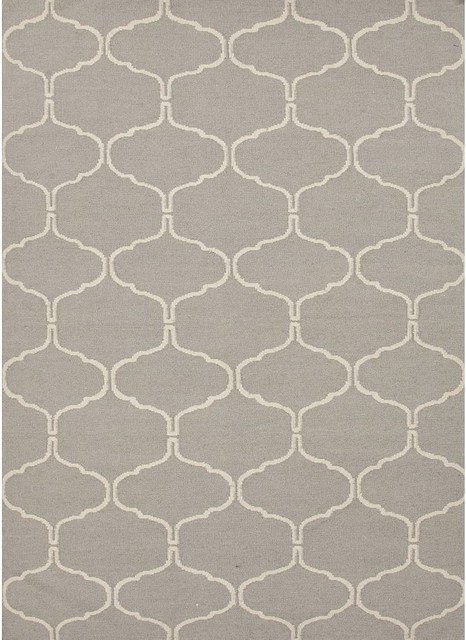 Jaipur Rugs Flat-Weave Moroccan Pattern Wool Gray/Ivory Area Rug, 2 x 3ft