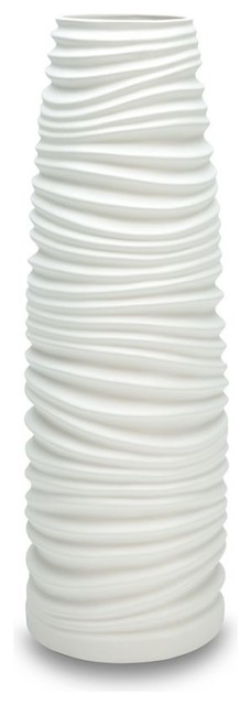 IMPULSE Nordic Vase Medium White by ribbed pattern 3713-1 -Ceramic Vase Matte lacquered finish