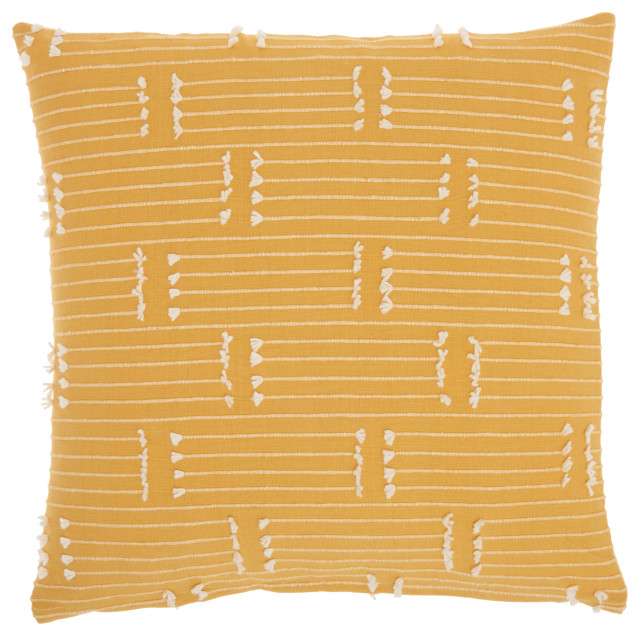 Nourison Home 18"x18" Kathy Ireland Pillow Broken Stripes Yellow Throw