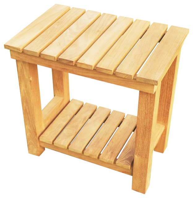 18 Outdoor Teak Patio Busselton Shower Bench With Bottom Shelf