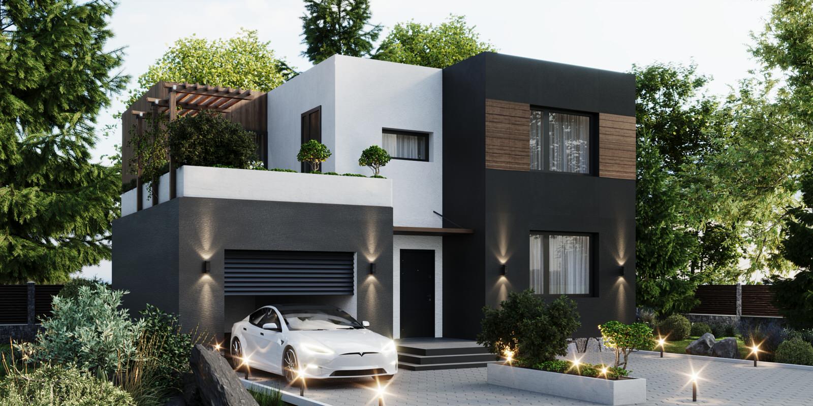 fascinating 3D visualization of the exterior of a country house