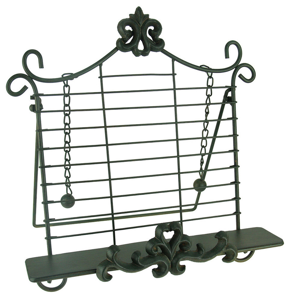 Rustic Metal Fleur De Lis Cookbook Holder Easel Stand Mediterranean