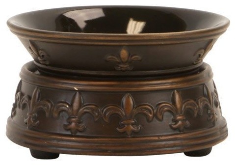 Fleur de Lis Bronze Ceramic 2in1 Electric Candle Warmer - 2piece Wax Tart Burner