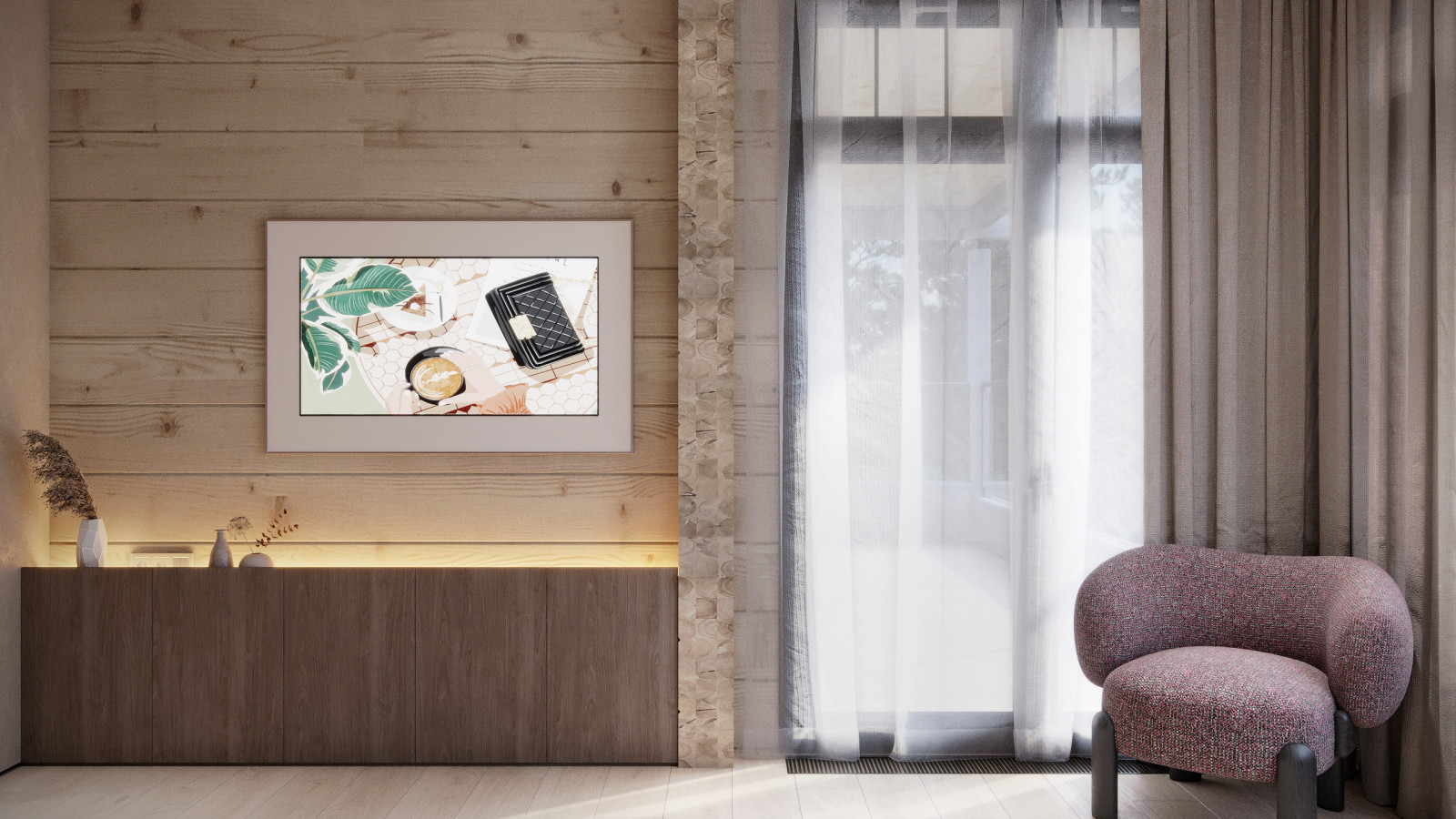 Интерьер подмосковного брусового дома компании Honka