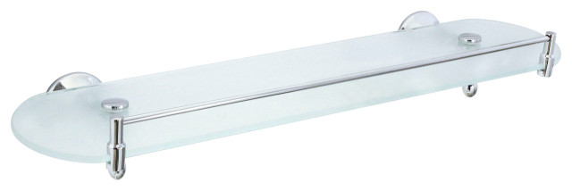 MODONA's 20" Frosted Glass Shelf With Rail Antica Series -, Polished Chrome