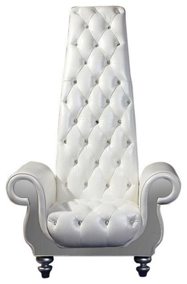 Kyrie King Tufted Chrome High Back Chair Traditional Armchairs And
