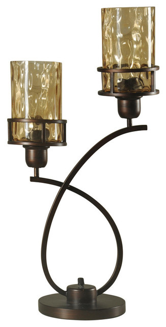 Bronze | Metal Glass Shade Uplight with Base Switch