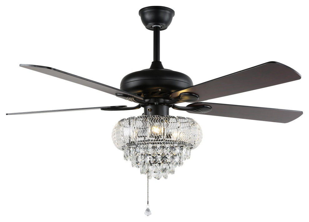 Modern Black 52 Crystal Ceiling Fan With Remote Traditional   Home Design 