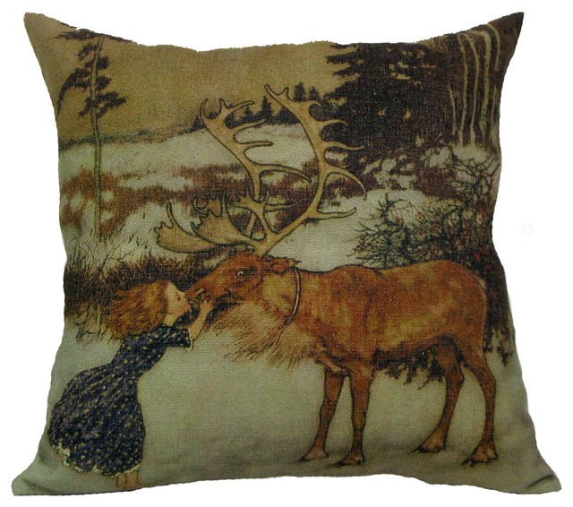 Golden Hill Studio - Gerta and the Reindeer Throw Pillow Case & Reviews Houzz