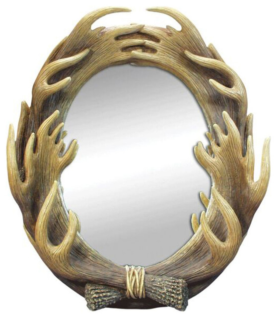 Moose Antlers Oval Wall Mirrors, Set of 2