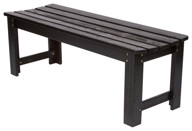Shine Company 4' Backless Garden Bench With HYDRO-TEX, Black