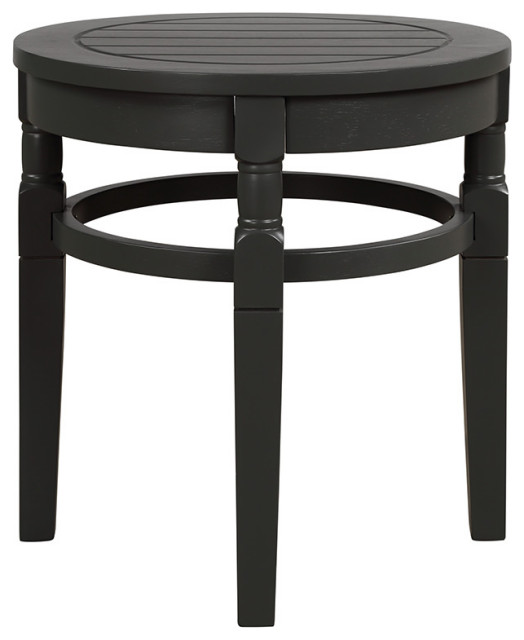 Indoor/Outdoor Elegant Wood Side Table Black Traditional Outdoor
