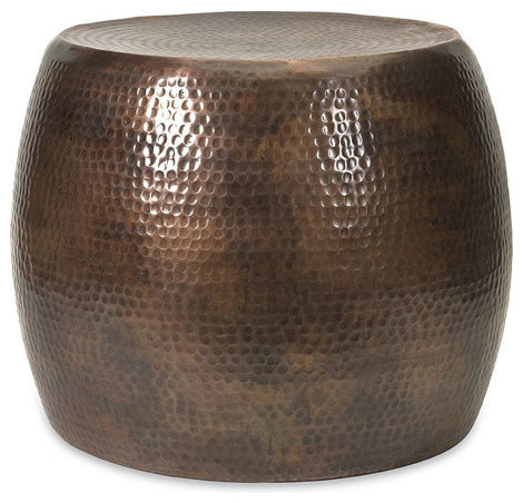 Hammered Metal Bronze Short Accent Table