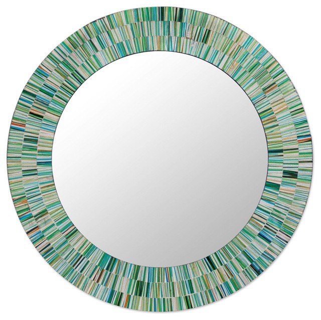 Mosaic Glass Mirror Aqua Fantasy India