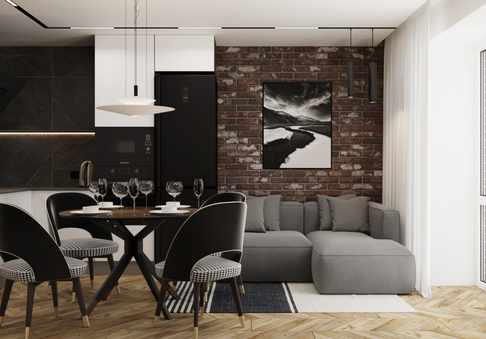 Дизайн кухни-гостиной в стиле лофт