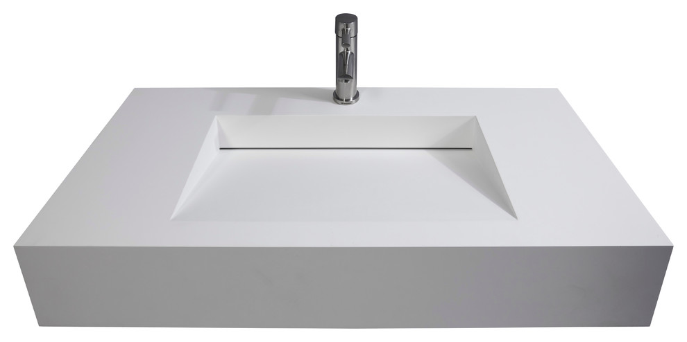 pyramid solid surface wall-mounted bathroom sink