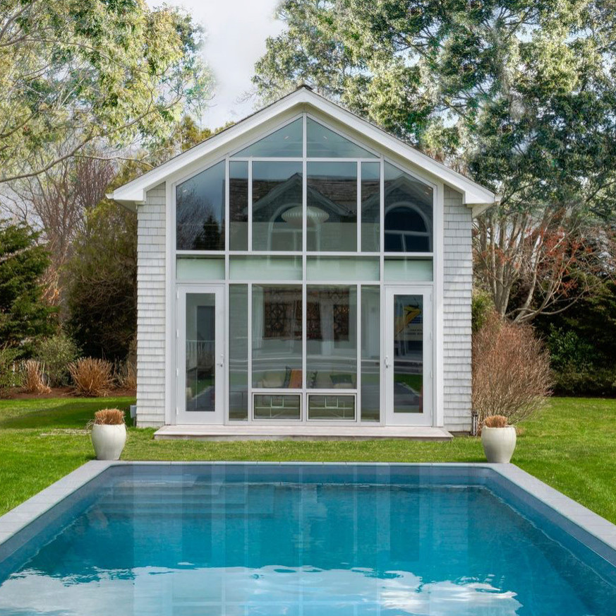 Inspiration for a transitional pool remodel in New York