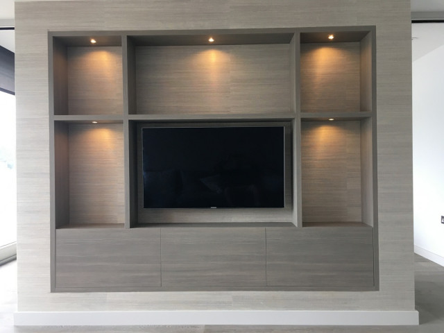 Bespoke built in media units - Design and Build contemporary-living-room