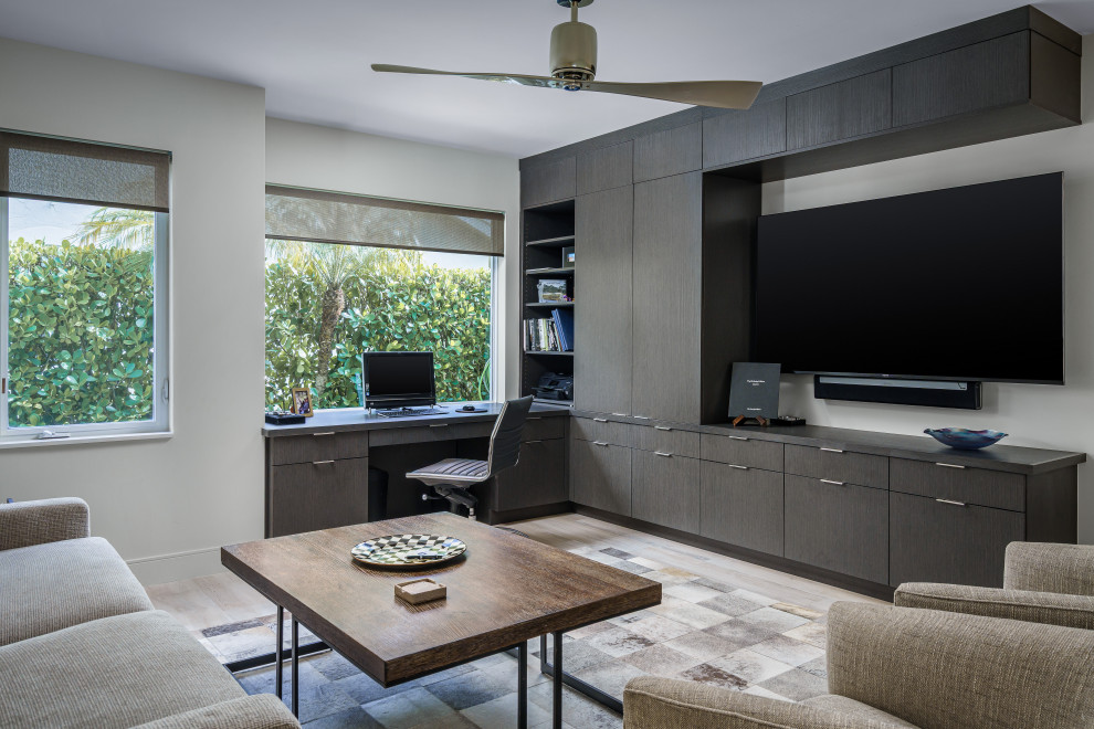 Example of a trendy home office design in Miami