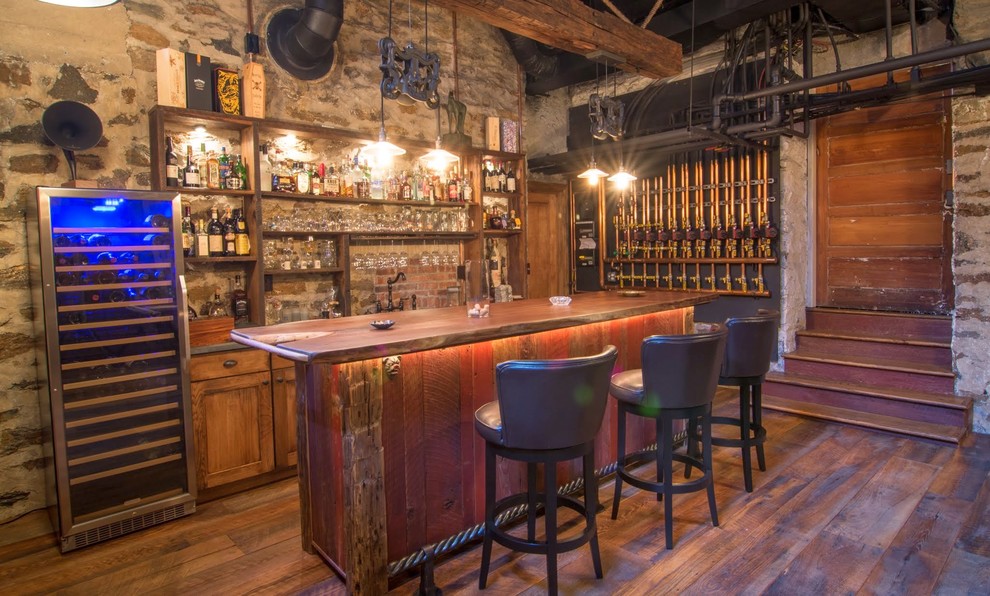 Inspiration for a country home bar in New York.