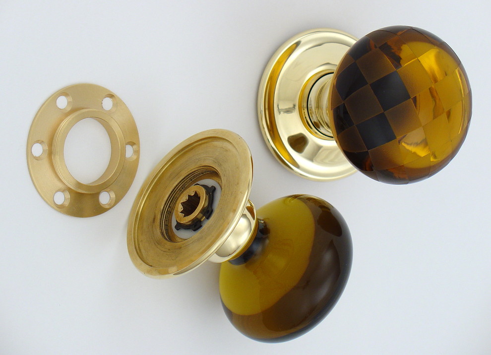 Amber glass door knobs