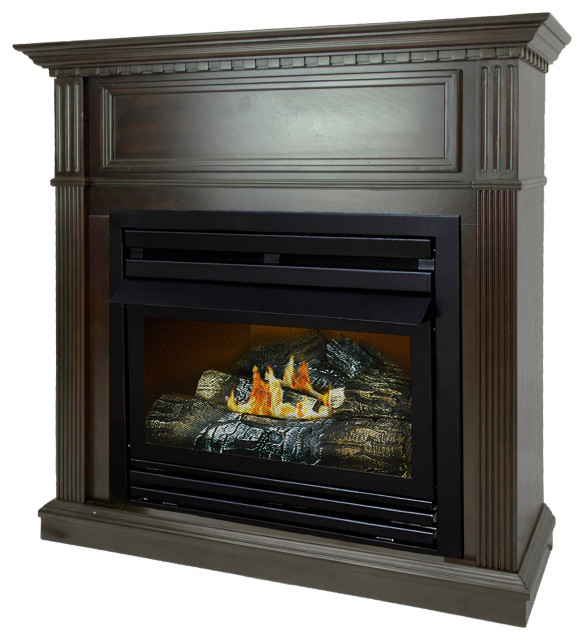 Pleasant Hearth 42" Vent-Free Dual Fuel Gas Fireplace, Tobacco