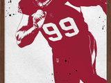 JJ Watt watercolor, Arizona Cardinals wall art, Arizona Cardinals