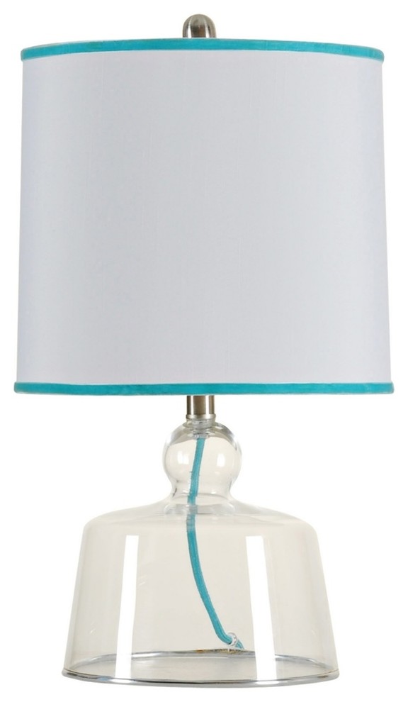Contemporary Clairmont Blue Shade Clear Glass Table Lamp