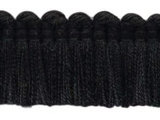 Black 1" Cotton Thick Color: K9 Lush Brush Fringe Trim By the Yard