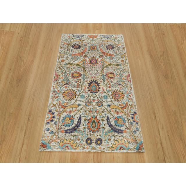 Manchester Wool Rug Manchester Tan Hand Knotted Sickle Leaf Design Silk With Wool Rug 3' x ...