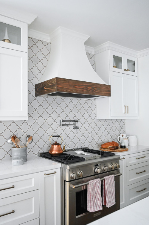 White Tile Backsplash with Black Grout Emphasize the Pattern with ...