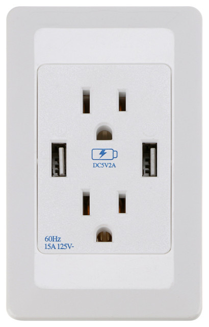 Dual USB Port Wall Socket Charger AC Power Receptacle Outlet Plate Panel Station