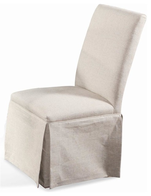 Edison Skirted Parsons Chair W Natural Linen Fabric Set Of 2 Edison Skirted Parsons Chair W Natural Linen Fabric Set Of 2