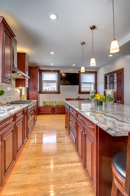 Viscont White Granite Countertops With Cherry Cabinets Modern