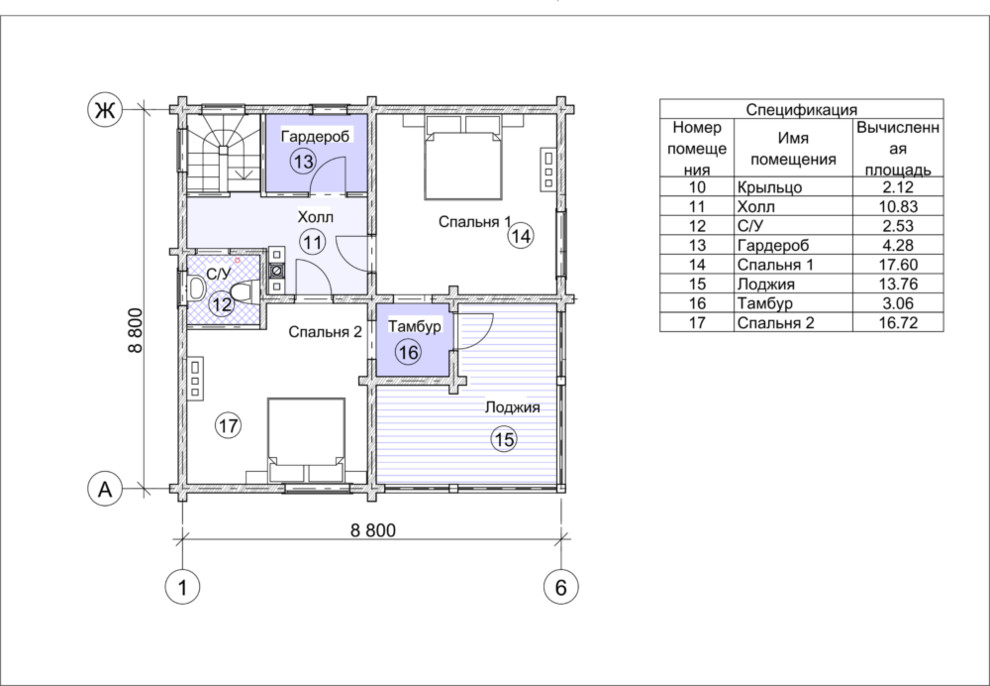Проект дома из бруса № 1392 — 147 м2