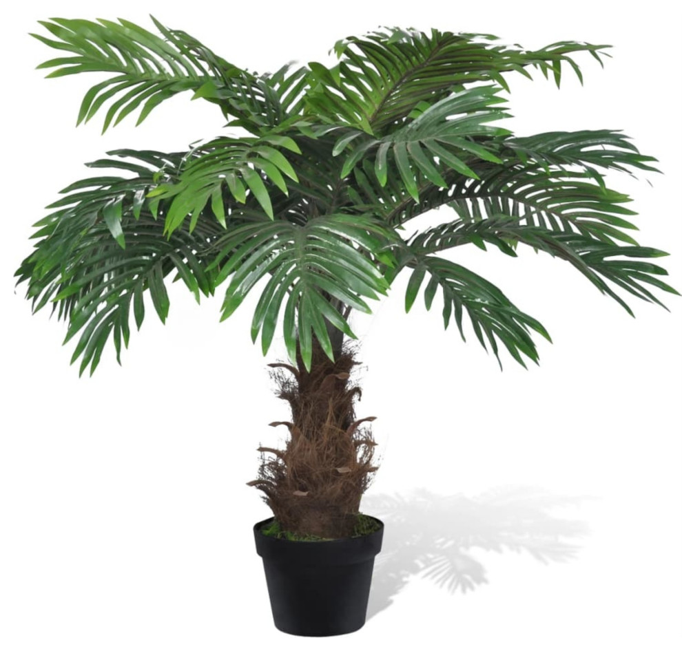Lifelike Artificial Cycas Palm Tree With Pot 31" Contemporary