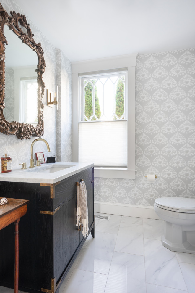 Example of a transitional bathroom design in Providence