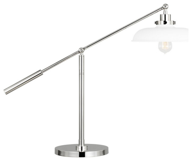 Wellfleet One Light Desk Lamp in Matte White and Polished Nickel