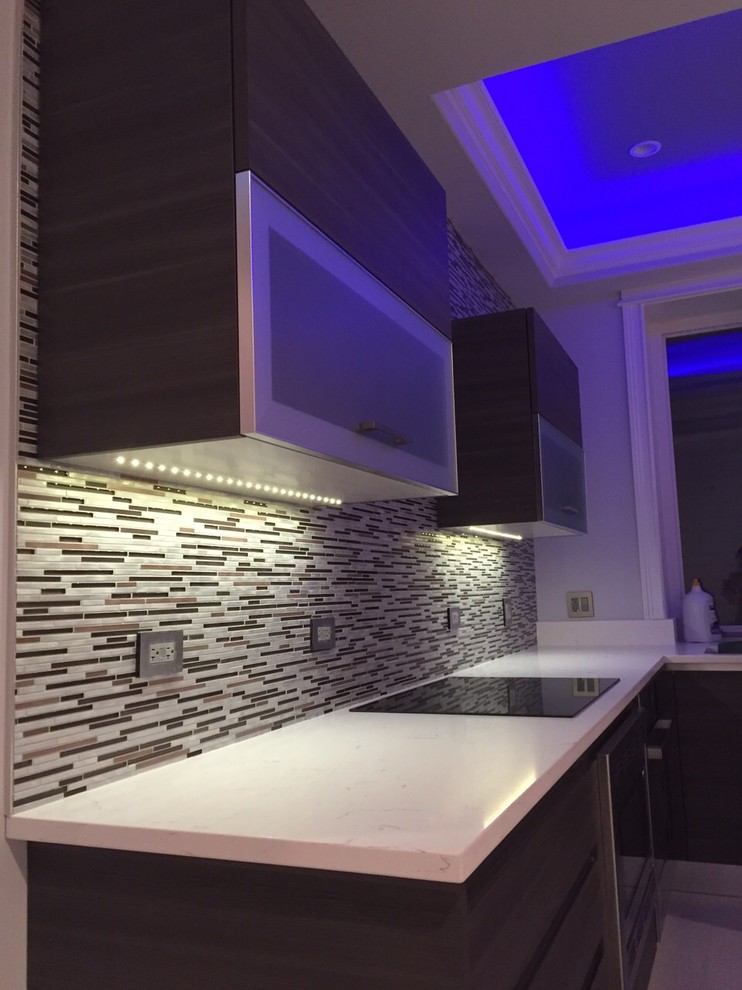 Example of a transitional basement design in Chicago