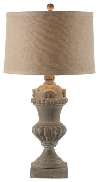 Brussels Large Carved Wood Urn French Country Table Lamp - Traditional ...