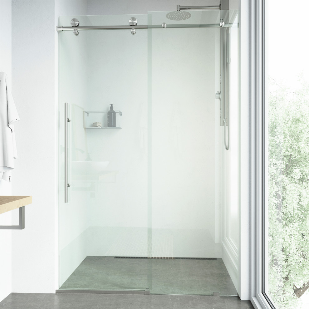 VIGO Elan Eclass 64" x 76" Frameless Sliding Shower Door Contemporary Shower Doors by
