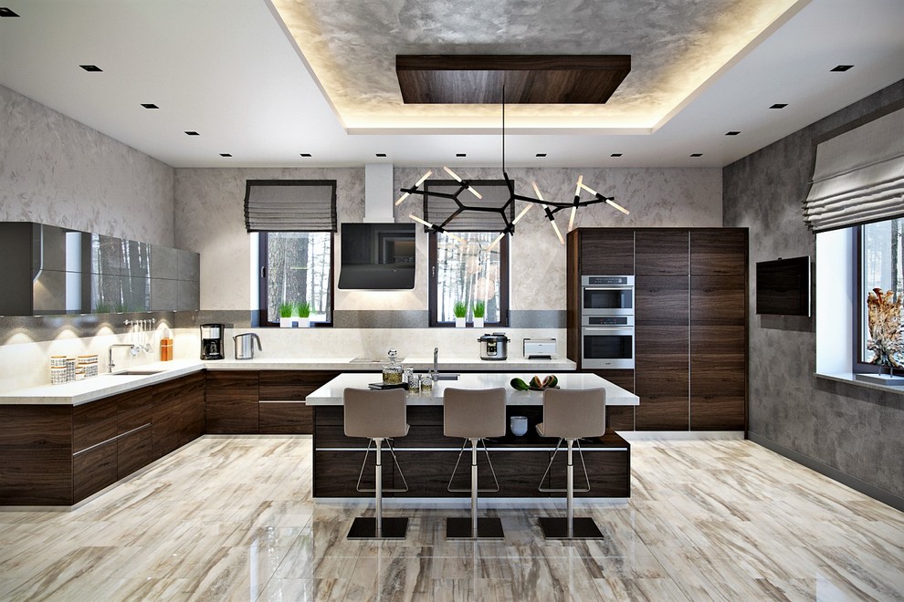 Дизайн интерьера кухни коттеджа в Санкт-Петербурге