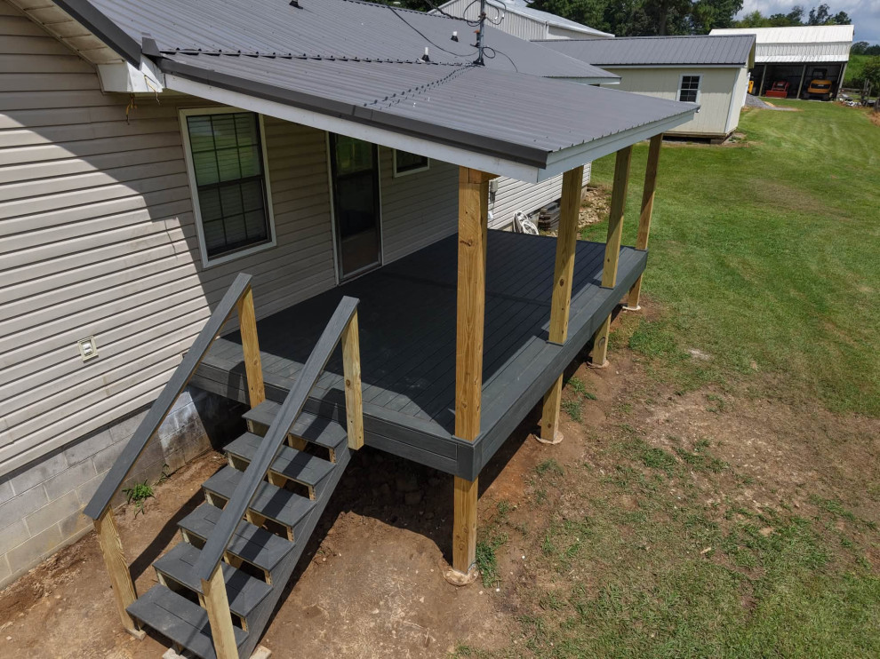 Trex board deck with standard metal roof