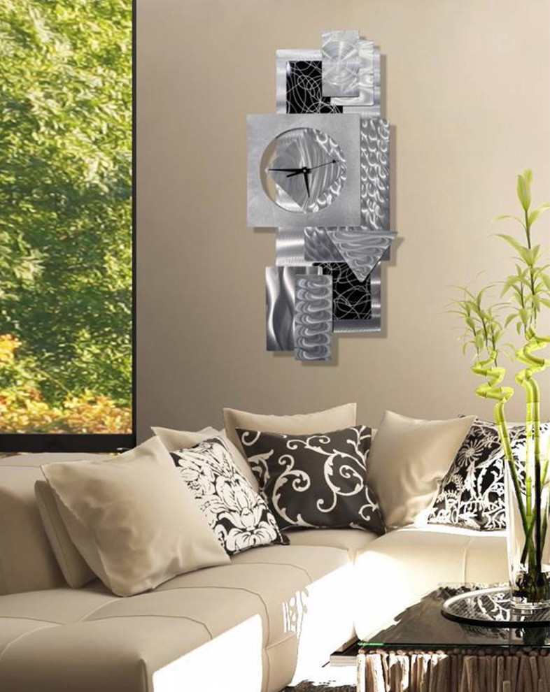 "Reunited" - Abstract Metal Wall Clock by Jon Allen